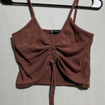 ZARA  Drawstring Ruched Halter Tank‎ Top Women's M Cotton Stretch Sleeveless Photo 0