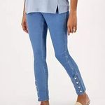 Isaac Mizrahi New Womens Live Divine Denim Pull On Jeans Blue Gold Snaps 14 Tall Photo 0