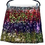 BB Dakota x Steve Madden Harmonia Sequin Mini Skirt L Rainbow Festival Dopamine Red Size L Photo 1