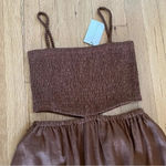 Faithfull the Brand Tayari Linen Maxi Dress 12 Cinnamon Cutout Smock Sundress Photo 4