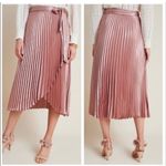 Anthropologie  Maeve Paulina Pleated Midi Skirt shimmer pink Sz 6 blush Photo 1