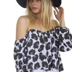 Stone Cold Fox Off the Shoulder Idaho Blouse Geometric Black White EUC Small Photo 7