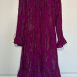 Calvin Klein NEW 2 Chiffon Magenta Floral Metallic Jacquard Party Dress Business Photo 1