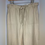Coldwater Creek Women’s Wide Leg Trousers Linen Pants Khaki Natural Fit Sz L NWT Photo 2