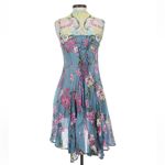 Aratta Silent Journey Dress Embroidered Beaded Semi Sheer Fairy Whimsy Size XL Blue Photo 11