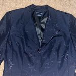 Ann Taylor Vintage Floral Embroidered Silk Suit Set Blazer Trouser Blue 4/6 Photo 4