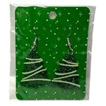 Green Glitter Christmas Tree Dangle Earrings | Festive Holiday Jewelry Photo 0