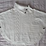 Talbots Cream Patchwork Cableknit Lambswool Blend Mock/ Turtle Neck Poncho-Large Photo 0