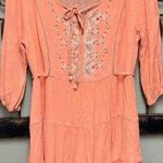 Miss Me long sleeve tie vneck orange mini dress Photo 0