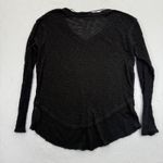 We The Free  Top Small Black Long Sleeve V Neck Textured Knit Raw Hem Boho Casual Photo 7