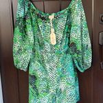 Anthropologie NWT  Plenty Tracy Reese Peasant Romper Green Python Large Rtl. $228 Photo 3