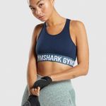 Gymshark Racerback Sports Bra Women's Size S Blue Logo Performance Dry Moisture Photo 1