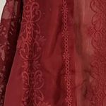 Forever 21 BURGUNDY RUST VINTAGE FLORAL WOVEN CARDIGAN SMALL Photo 4