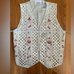 Vintage linen beaded embroidered vest Tan Photo 6