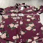 Byer California StitchFix  Christelle Burgundy Floral Button Down Shirt‎ Sz L NWT Photo 6