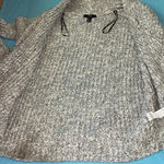 Forever 21 chunky knit long sleeve wide collar wrap sweater gray white size S Photo 2