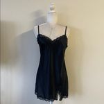 Victoria's Secret  Tease Satin Lace Trim Mini Slip Gown S *Black* Vintage Photo 1