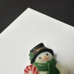 Fun World S. Lehman Snowman With Candy Cane & Green Scarf Brooch Pin Photo 1