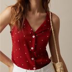 RIHOAS The Red V Neck Polka Dot Print Sleeveless Vest S Photo 2