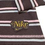 Nike Sportswear Brown Ribbed Cropped Striped Zip Up, Small Photo 3