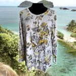 Soma Womens Top Sz L Divine Terry High Low Top Twilight Heather Moonlight Floral Photo 3