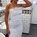 House Of CB House of‎ CB 'Bianca' White Feather Strapless Dress NWOT size XS Photo 0