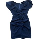 Chelsea28 Dress Womens 10 Petite Blue Ruched Puff Sleeve V Neck Mini Photo 1