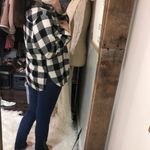 Burnside  black & white plaid flannel button down shirt size small Photo 3