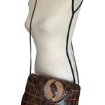 Vintage Genuine Brown Leather Croc Embossed Crossbody Shoulder Bag Photo 15
