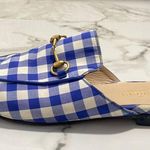 Gucci Horsebit Princetown White Blue Plaid Gingham Loafer Mules Photo 5