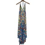 Venus Fairy Rhinestone Halter Maxi Dress High‎ Low Colorful Bohemian Sleeveless Flowy Photo 13