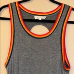 Pink Rose Size M Gray Sleeveless Tank Dress with Vibrant Rainbow Trim Photo 9