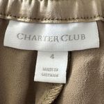 Charter Club SZ 4 Ankle Pant Mid-Rise Zip-Fly Elastic Waist Pocket Shiny Tan New Photo 6