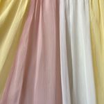 Pastel Pink White Yellow Long Chiffon Maxi Summer Sun Dress Size Medium Photo 6