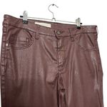 Anthropologie Pilcro Coated Skinny Pants Women’s Size 32 Burgundy Lace Hem Photo 3