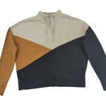 Pact  Color Block Mock Neck Sweatshirt Organic Cotton Women's Large Casual Comfy Photo 0