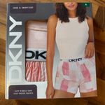 DKNY  Womens Tank Short Set Pajama Lounge Sleepwear Size XL Pink Ribbed Woven NEW Photo 0