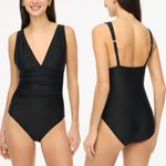 J.Crew Ruched Plunge One Piece Swimsuit Bathing Suit Swim Black NWT $98 Size XXS Photo 1