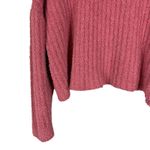 SO  Cropped Hoodie Sweater Womens L Pink Fuzzy Ribbed Oversized Cozy Slouchy Photo 2