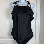 Albion Fit The Wave Black Ruffle Cold Shoulder Swimsuit Size XL EUC #5946 Photo 2