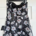Lulus NWT  Chic Preciousness Black Floral Organza Bustier Maxi Dress S Photo 7