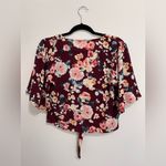 Autumn Vibes Floral Flowy Button Tie Front V Photo 2