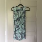 BCBGMAXAZRIA Blue and Green Tropical Patterned Romper Photo 1