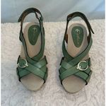 SANDALS GREEN EARTHICS STRAPPY CORK WEDGE SIZE 7 Photo 1