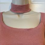 Ambiance Dusty Rose Pink Knit Sweater Dress 3/4 Sleeves Choker Neck NWT Photo 2