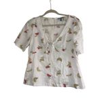 Modcloth ✨ Pack a Picnic Tie Front Linen Sz Small Shirt✨ Photo 3