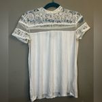 EXPRESS Womens Small Ivory Lace Short Sleeve mock neck Top Photo 4