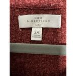 New Directions Maroon Heathered Long Sleeve Shirt Quarter Button Top, 3X Red Photo 3