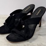 EXPRESS  Black Suede Knotted Heeled Mules Heels Slip On Dress Shoes Size‎ 9.5 $78 Photo 0