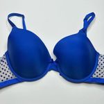 Victoria's Secret Blue and White Polka Dot Bra 36C lined perfect coverage Photo 5